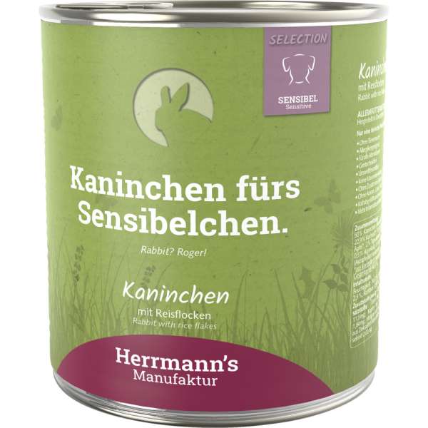 Herrmanns Select Sensible | mit Kaninchen &amp; Reisflocken | Glutenfreies Hundefutter