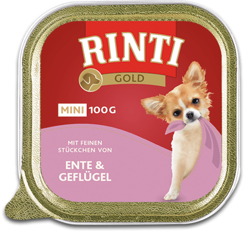 Rinti Gold Mini | mit Ente und Geflügel | 16x100g Hundefutter