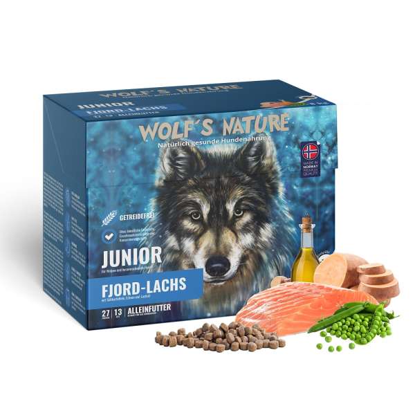 Wolf&#039;s Nature Junior Master Premium | mit Lachs | getreidefreies Hundefutter