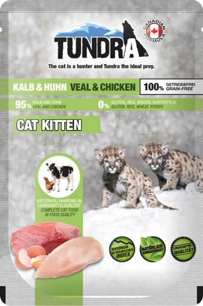 Tundra Cat Kitten | mit Kalb &amp; Huhn | 16x 85 g Pouch Katzenfutter