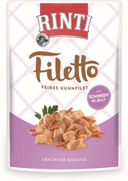 Rinti Filetto Jelly | Huhn und Schinken | 24x 100g Hundefutter