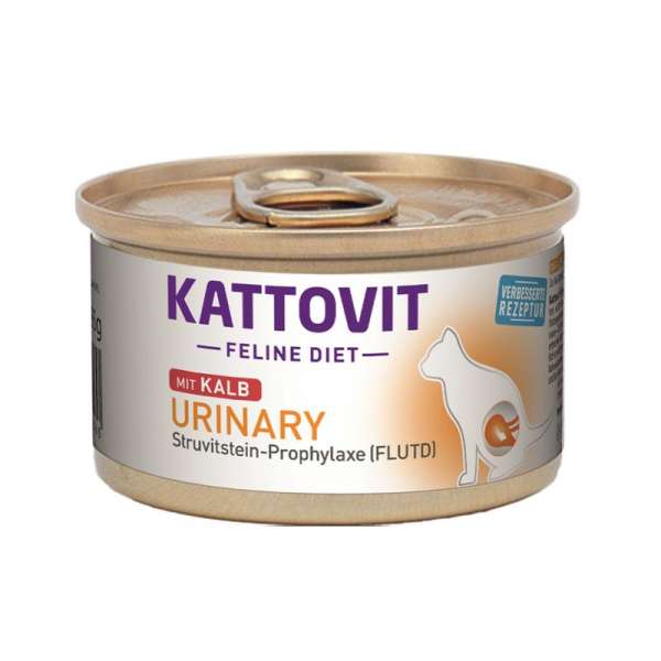 Kattovit Feline Diet Urinary | Kalb | Struvitstein-Prophylaxe FLUTD (C-Rezeptur) | 12x 85g Katzenfut