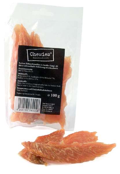 Chewies Hundesnack, Hühnerbrust, lang, 100g