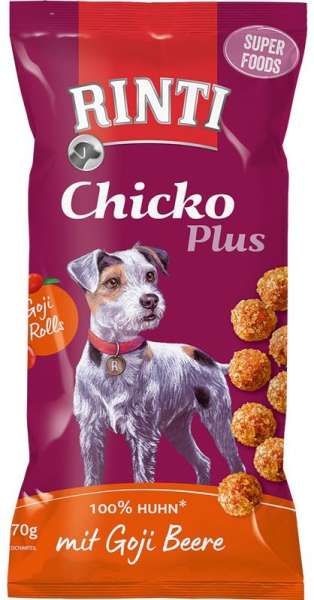 Rinti Chicko Plus Superfoods | mit Huhn &amp; Goji Beere | 70g Hundesnack