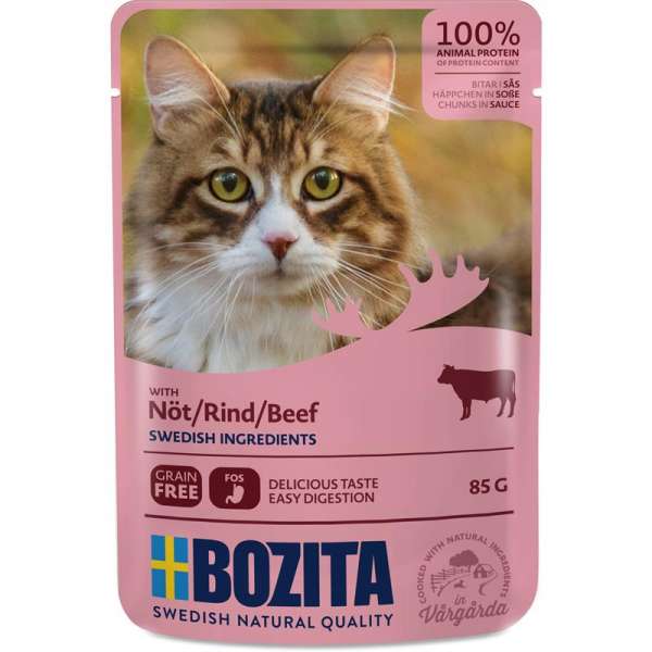Bozita Cat | Häppchen in Soße mit Rind | 6x 85g Pouch