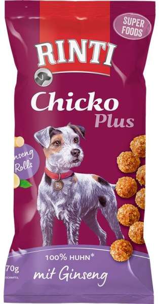 Rinti Chicko Plus Superfoods | mit Huhn &amp; Ginseng | 70g Hundesnack