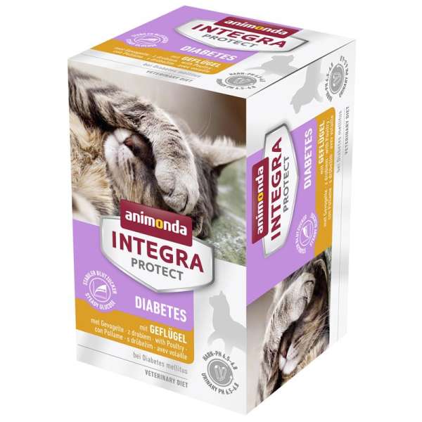 Animonda Integra Protect Diabetes | mit Geflügel | 6 Schalen Katzenfutter