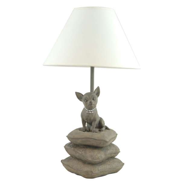 Happy-House Lampe | Chihuahua auf Kissen | taupe-farben