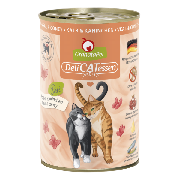 GranataPet Cat Delicatessen | mit Kalb &amp; Kaninchen | 6 Dosen Katzennassfutter