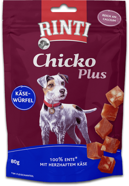 Rinti Chicko Plus Käsewürfel | Ente | Hundesnacks 80g