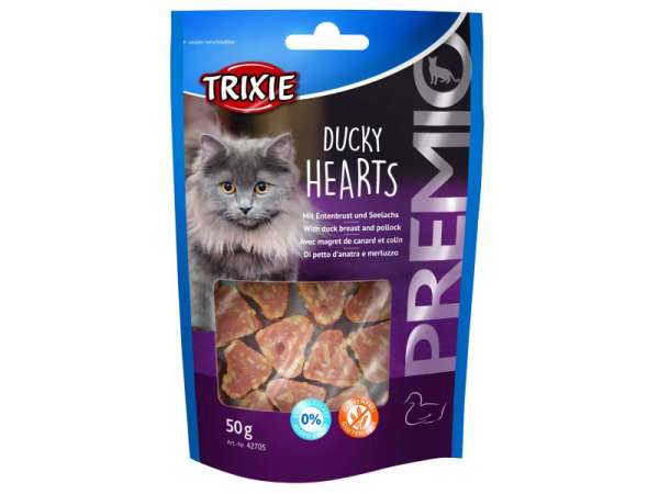 Trixie PREMIO Ducky Hearts | 50g Katzensnack