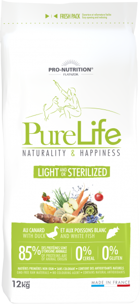 Flatazor Pure Life | Light / Sterilized | 12 kg getreidefreies Hundefutter