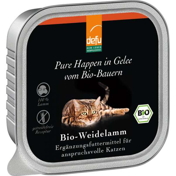 Defu Ergänzungsfutter | mit Weidelamm in Gelee | 6x100g Bio Katzenfutter