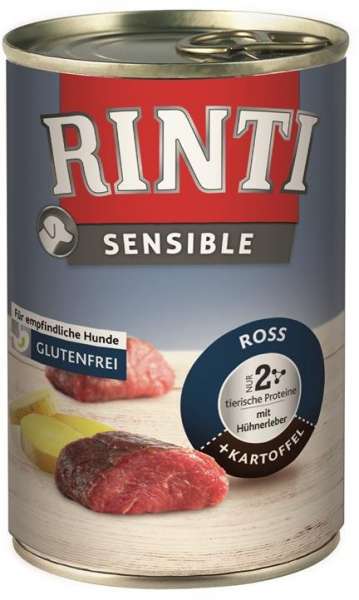 Rinti Sensible | mit Ross, Hühnerleber und Kartoffeln | 6 Dosen Hundefutter