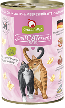 GranataPet Cat Delicatessen | mit Lachs &amp; Meeresfrüchte | 6 Dosen Katzennassfutter
