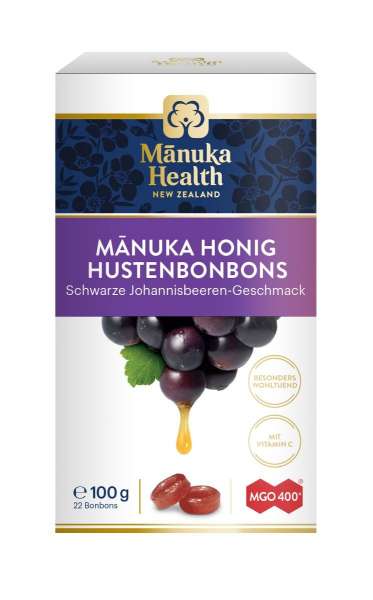 Manuka-Honig schwarze Johannisbeere Hustenbonbons MGO 400+ | 100g