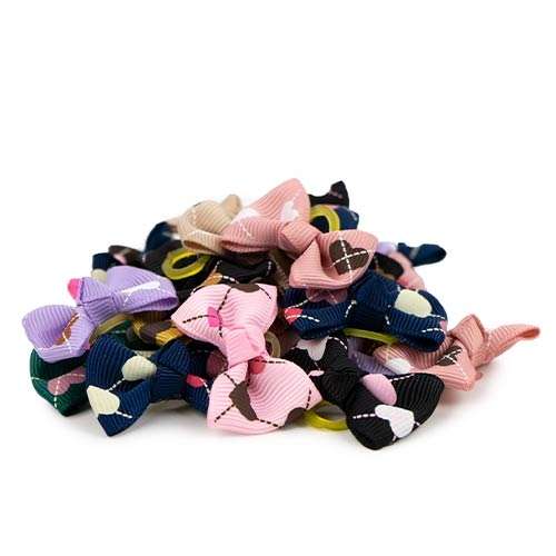Ibanez Haarschleifen mit Herzmuster | 50 Stück farbig sortiert