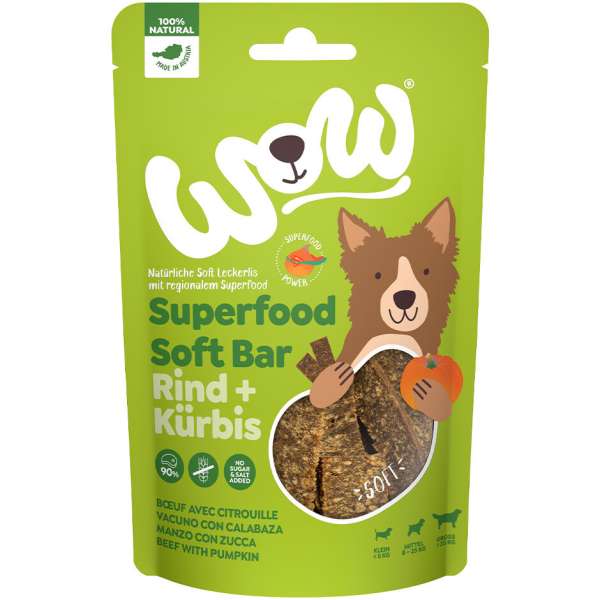 WOW Superfood Soft Bar | mit Rind &amp; Kürbis | 150g Hundesnacks