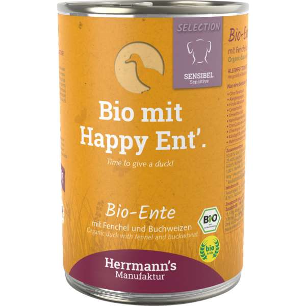Herrmanns Select Sensible | mit Bio Ente, Fenchel &amp; Buchweizen | Glutenfreies Hundefutter