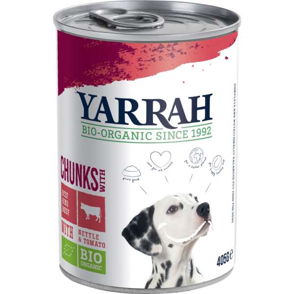Yarrah Dog BIO Bröckchen | mit Rind, Brennessel &amp; Tomate | Hundefutter