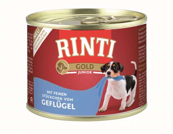 Rinti Gold Junior | mit Geflügelstücken | 12x185g Hundefutter