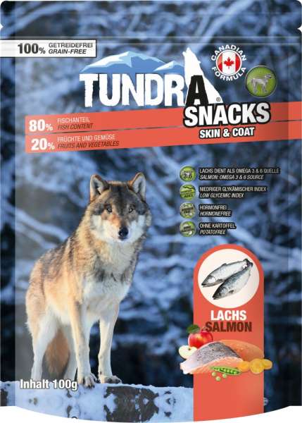 Tundra Dog Skin &amp; Coat | mit Lachs | 100 g Hundesnacks