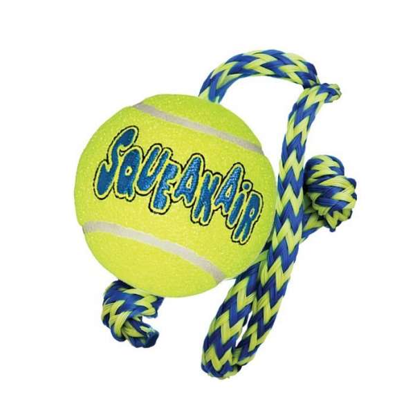 KONG ® SqueakAir Ball w/Rope M | Hundespielzeug