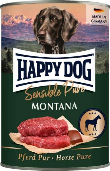 Happy Dog Montana | Pferd Pur | 6 Dosen Hundefutter