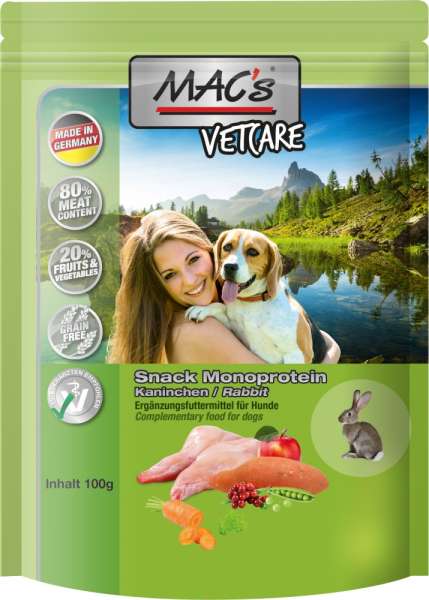 MACs VETCARE MONO Snacks | mit Kaninchen | 100g Hundesnacks