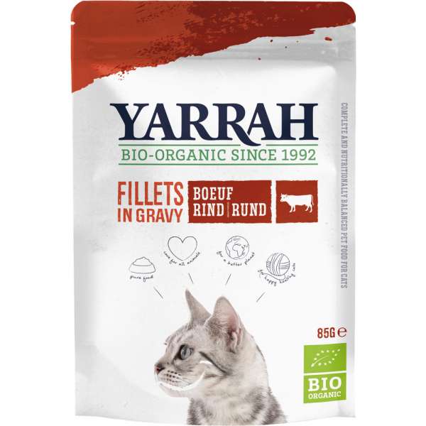 Yarrah Bio Filets mit Rinderfilet in Sauce | 6x 85g Katzennassfutter