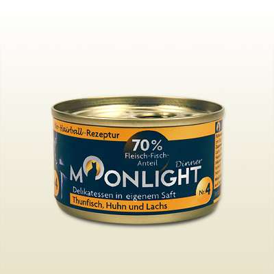 Moonlight Dinner, Fleischmahlzeit Nr 4, Thunfisch, Huhn &amp; Lachs, 6x80g