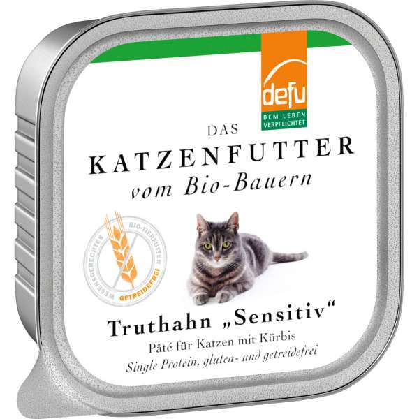 Defu Adult-Cat Paté | mit Truthahn | 6x100g Gluten &amp; Getreidefreies Bio Katzenfutter