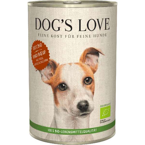 Dogs Love Bio Menü | mit Bio-Rind, Naturreis, Apfel &amp; Zucchini | glutenfrei | 6x Hundefutter