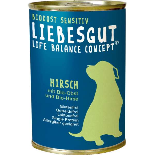 Liebesgut Hundefutter | mit Hirsch, Obst &amp; Hirse | Sensitive Balance