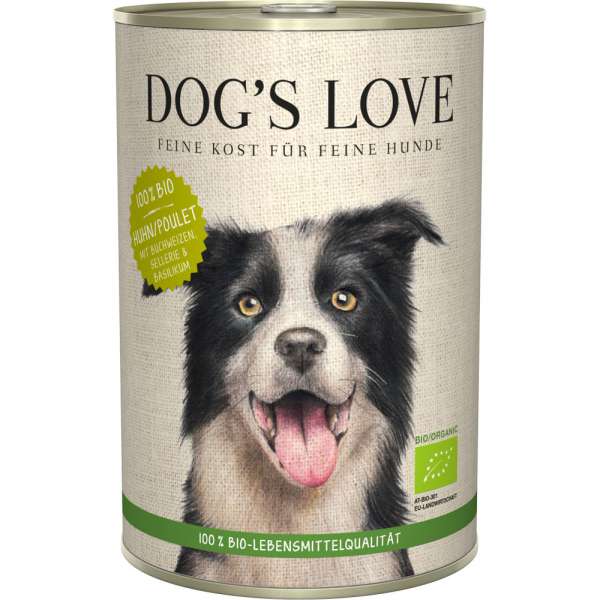 Dogs Love Bio Menü | mit Bio-Huhn, Buchweizen, Sellerie &amp; Basilikum | glutenfrei | 6x Hundefutter