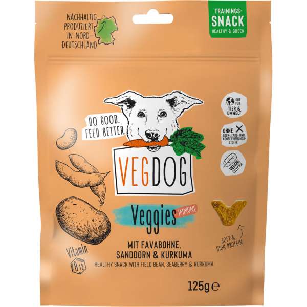 VEGDOG Veggies Immun | mit Sanddorn und Curcuma | 125 g Hundesnacks