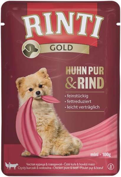 Rinti Gold | mit Huhn Pur &amp; Rind | 10x100g Hundefutter