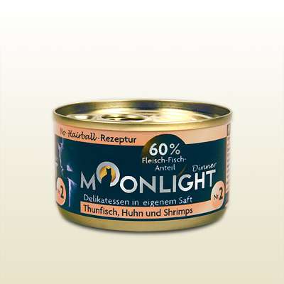Moonlight Dinner, Fleischmahlzeit Nr 2, Thunfisch, Huhn &amp; Shrimps, 6x80g