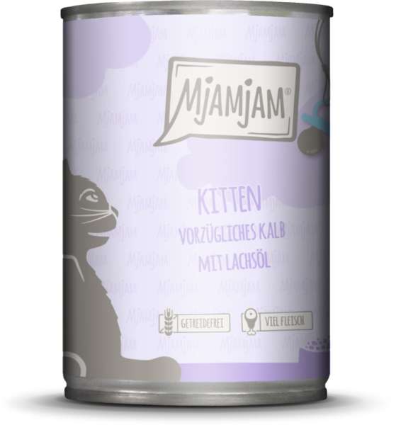 Mjamjam Kitten | mit Kalb &amp; Lachsöl | 6 Dosen Katzenfutter