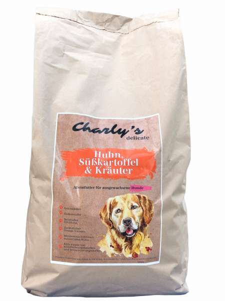 charlys delicate | mit Huhn, Süßkartoffel &amp; Kräutern | getreidefreies Hundefutter