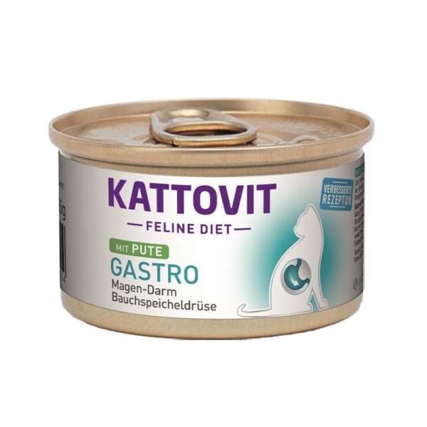 Kattovit Feline Diet Gastro | Pute | Magen-Darm/Bauchspeicheldrüse (i-Rezeptur) | 12x85g Katzenfutte