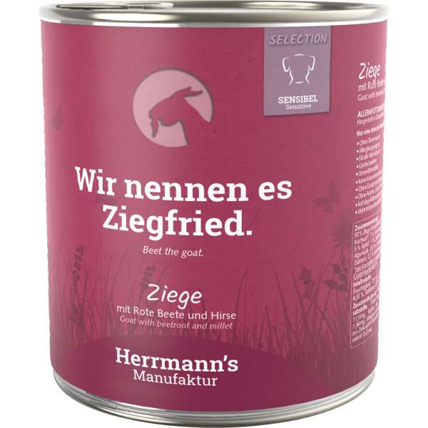 Herrmanns Select Sensible | mit Ziege, Rote Beete &amp; Hirse | 6x 800 g Glutenfreies Hundefutter