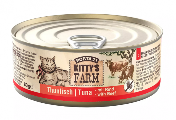 Porta21 Kitty&#039;s Farm | mit Thunfisch &amp; Rind | 6x 80g Katzenfutter