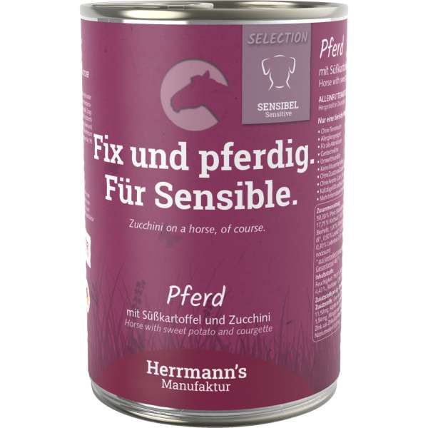 Herrmanns Select Sensible | mit Pferd, Süßkartoffel &amp; Zucchini | Glutenfreies Hundefutter