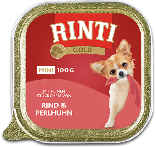 Rinti Gold Mini | mit Rind und Perlhuhn | 16x100g Hundefutter