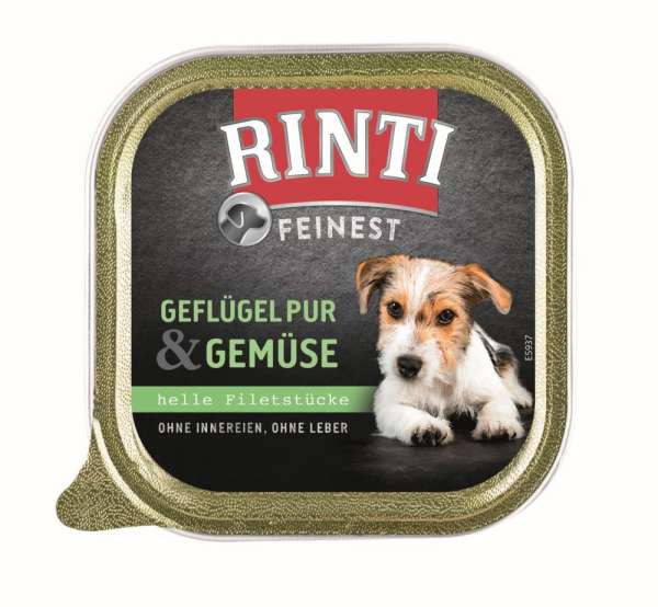 Rinti Feinest | mit Geflügel Pur &amp; Gemüse | 11x150g Hundefutter