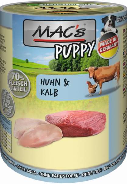 MACs Dog Puppy | mit Huhn &amp; Kalb | 6x 200g Dosen