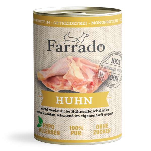 Farrado Huhn PUR | ganze Stücke | 6x 400gD getreidefreies Hundefutter