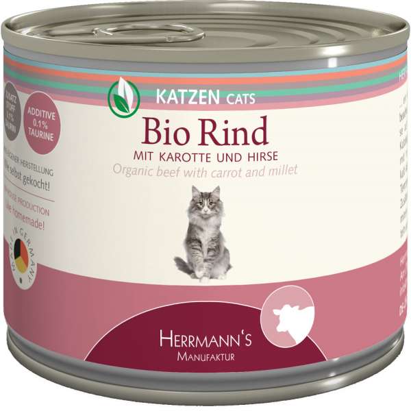 Hermanns Bio Menü | mit Rind, Karotten &amp; Hirse | Katzenfutter