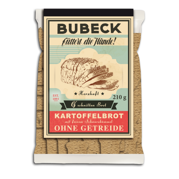 Bubeck | G´schnitten Brot | gebackener Hundekuchen mit Kartoffel und Schwarzkümmel | 210g